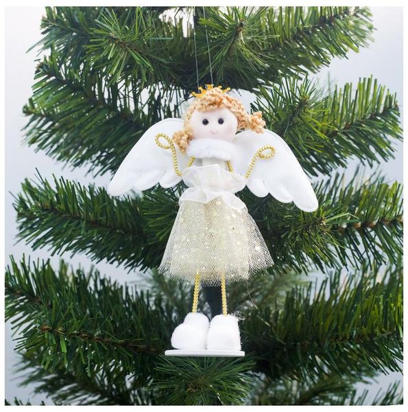 

christmas decorations year noel pink gold white angel girl plush dolls xmastree ornament pendant party for home