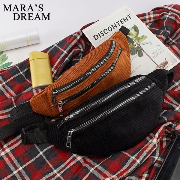 

women corduroy waist bag ladies designer canvas fanny pack fashion travel money phone chest banana female bum belt bags