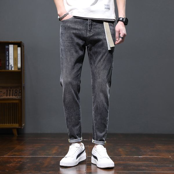 

spring black harlan jeans loose straight leg youth korean casual middle waist mens pants, Blue