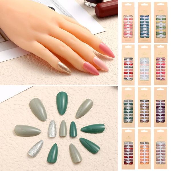 

false nails manicure wear dress up art almond beetle nail sticker patch, Red;gold