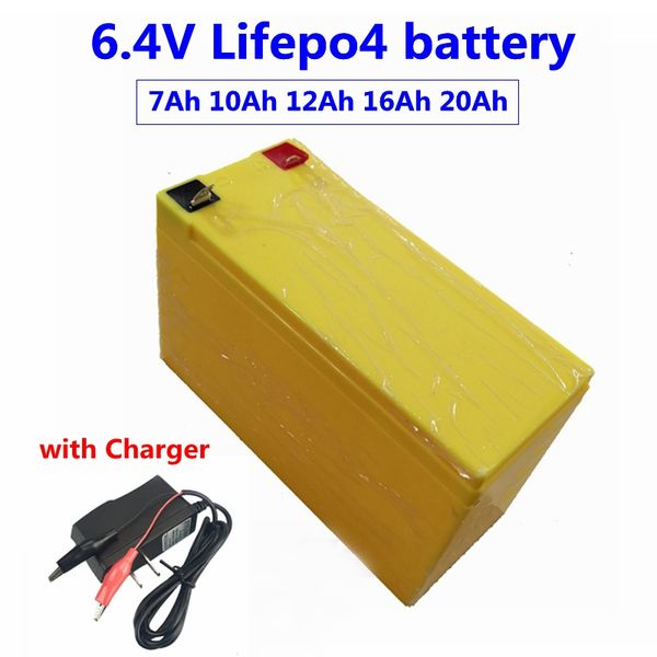 GTK recarregável lifepo4 6.4v 7ah 10ah 12ah 20ah 20ah bateria de lítio para luz solar lâmpada lâmpada elétrica ferramentas elétricas brinquedo + carregador