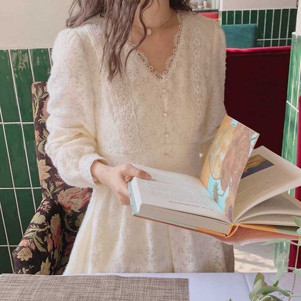 

casual dresses elegant white women lace french fairy vintage female spring slim kawaii korean chic y2k 56ls, Black;gray