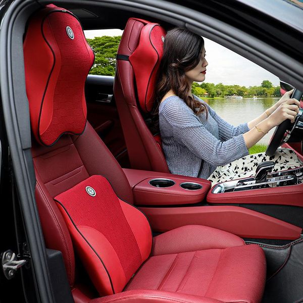 

seat cushions 2021 car neck pillow set memory foam auto rear back headrest lumbar supports travel cushion cover accessories