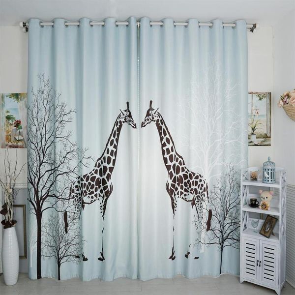 

curtain & drapes 3d blackout for living room decor plum flower giraffe pattern thicken velvet fabric children bedroom