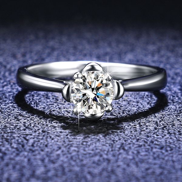 

platinum excellent cut diamond test passed d color romantic blossom ring female jewelry, Golden;silver