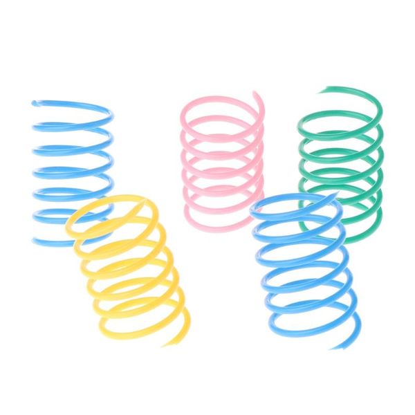 

5pcs cat toys colorful spring plastic bounce pet kitten random color interactive