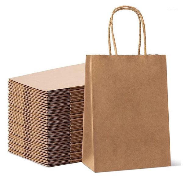 

christmas decorations 25pcs paper party bags gift and sweet thicken 130gsm with twist handles kraft 27x21x11cm brown