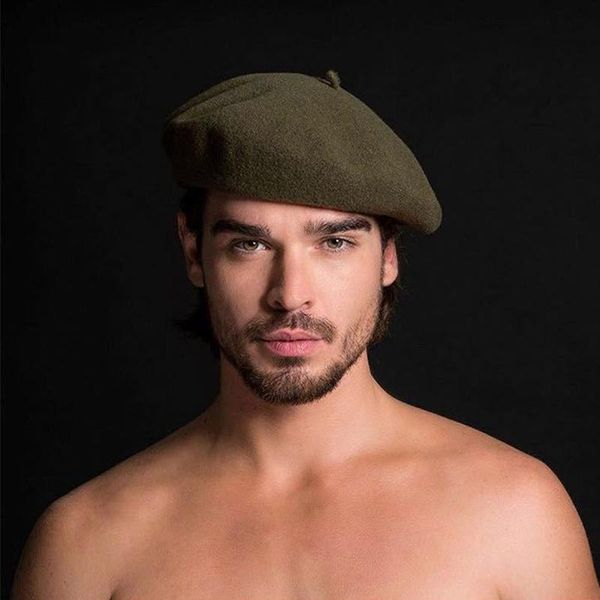 

berets 2021 dualuse painter hats 100% wool beret winter men's formal wear professional casual cap male hat, Blue;gray
