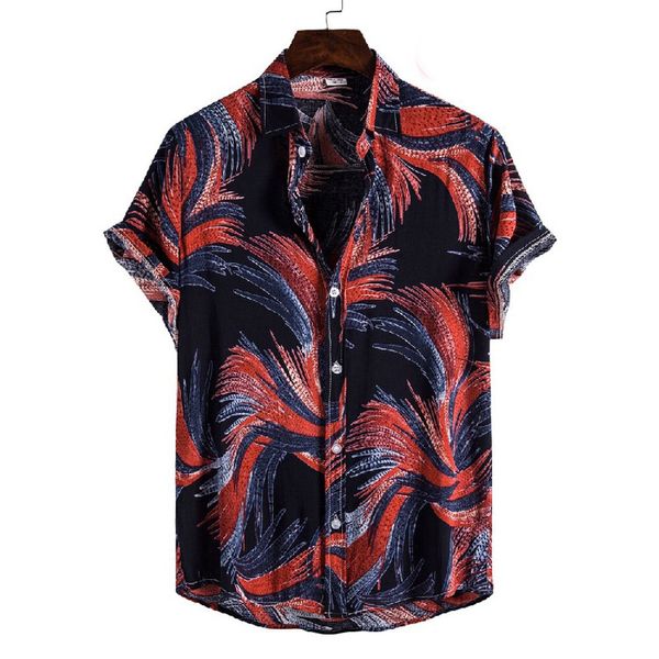 

vacation colorful design hawaiian style men's short-sleeved shirt geometric printing party beach daily casual lapel, White;black