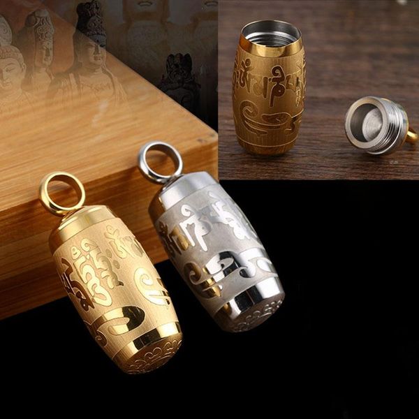 

pendant necklaces amulet necklace men's women's stainless steel six-character mantra shurangama-mantra gawu box buddhist jewelry, Silver