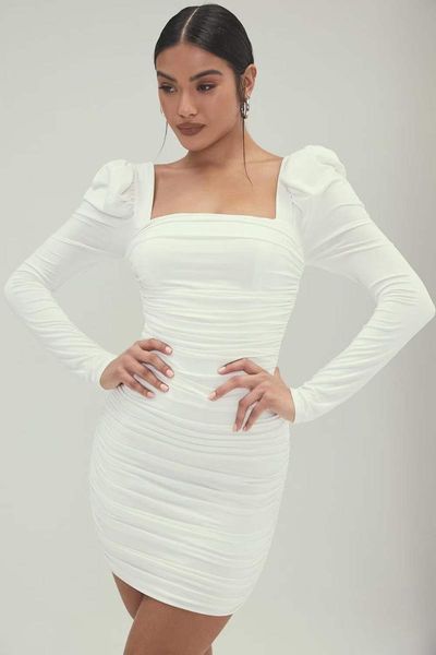 

casual dresses est long sleeve backless white mini women summer dress 2021 designer elegant evening party club vestidos, Black;gray