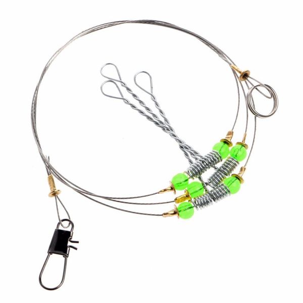 

fishing hooks 5pcs anti-winding swivel string sea hook steel rigs wire leader fish