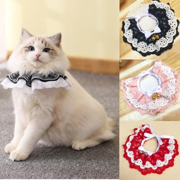 

lovely pet bib cotton saliva towel lace dog cat collar collars & leads