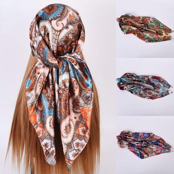 

scarves 90 cashew flower square scarf wholesale shawl headband, Blue;gray