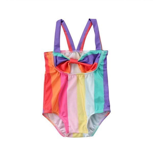 

one-piece suits summer clothes kids baby girl rainbow stripe swimsuit swimwear bathing suit beachwear age 6m-5t