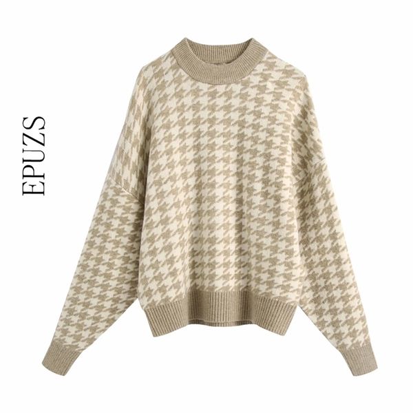 

fashion loose print knitted sweater women pullover winter long sleeve korean female jumper casua; womens s 210521, White;black