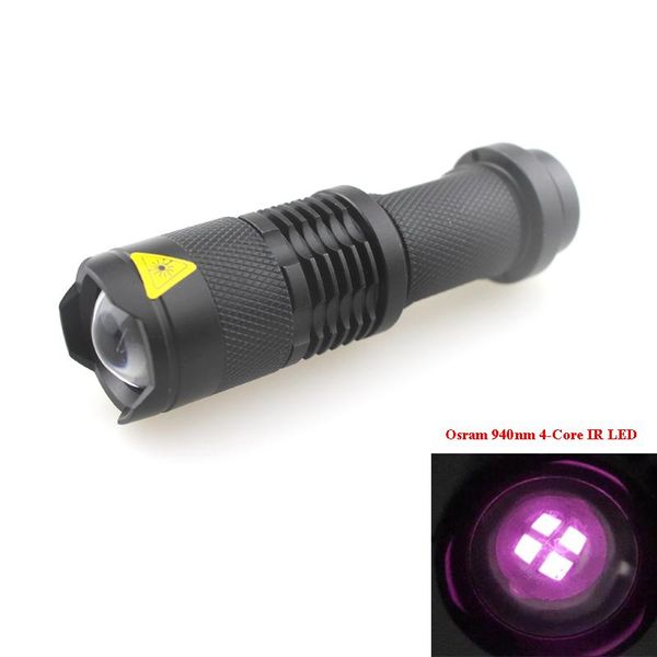 

u-f sk68 940nm 4-cores 4w infra-red zooming ir fill-in (1x14500/1xaa) flashlights torches