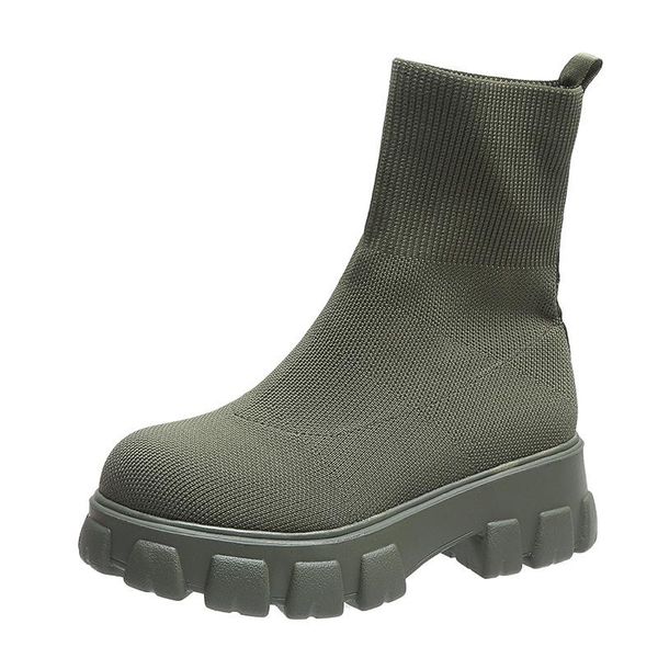 

boots fashion 2021 stretch fabric autumn casual platform streetwear zapatillas mujer ins 6 colors ladies footwear, Black