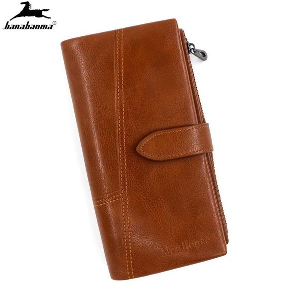 

wallets vintage women genuine leather long zipper clutch coin purse card holder women's wallet porte feuille sac femme luxury, Red;black