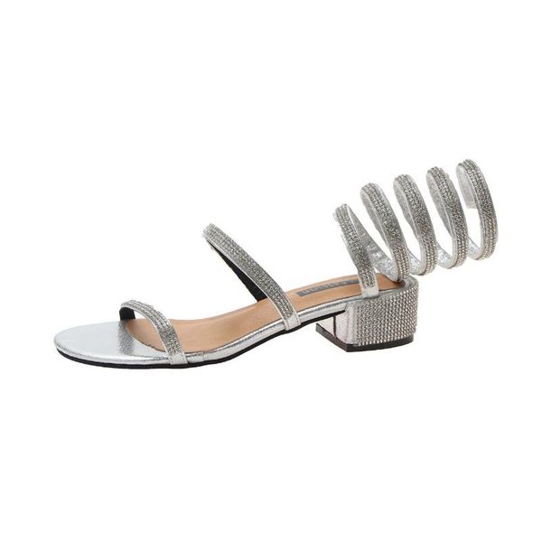 

product sandals 2021 fashion all-match rhinestone snake-shaped winding open-toe female summer thick heel hi, Black