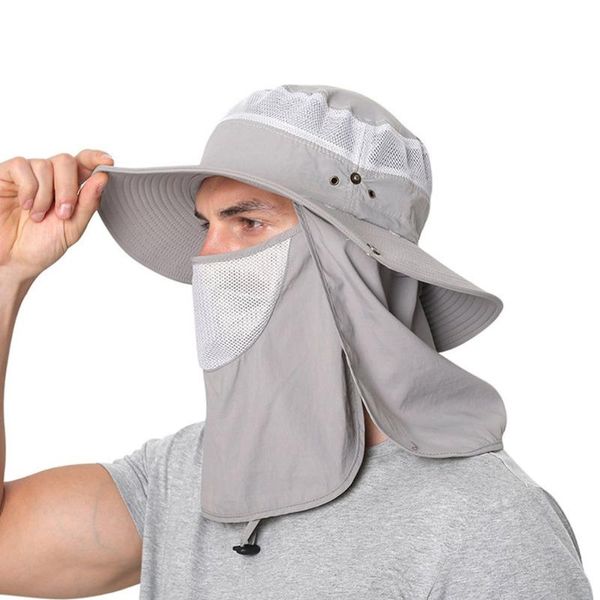 

outdoor hats fashion summer men wide brim male large bucket hat breathable anti uv beach hiking fishing sun bob cowboy cap, Black;white