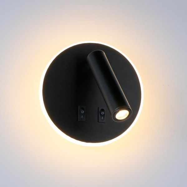 

bedroom beside wall lamp led light with switch reading adjustable lighting angle iron+aluminum+ acrylic ac90-260v lamps