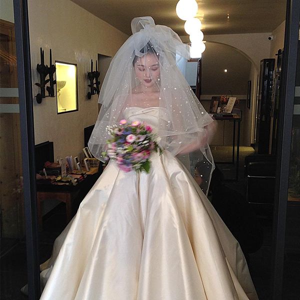 

bridal veils cathedral long wedding accessories ivory multi-layer puffy veil with comb attached pography costume headdress, Black