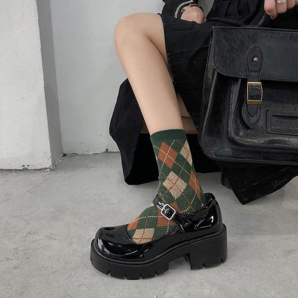 

dress shoes mary jane casual retro british style women's platform for spring and summer 2021 one-word buckle high heels, Black