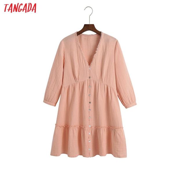 

casual dresses tangada 2021 autumn fashion women a-line dress v neck long sleeve office ladies mini 6z129, Black;gray