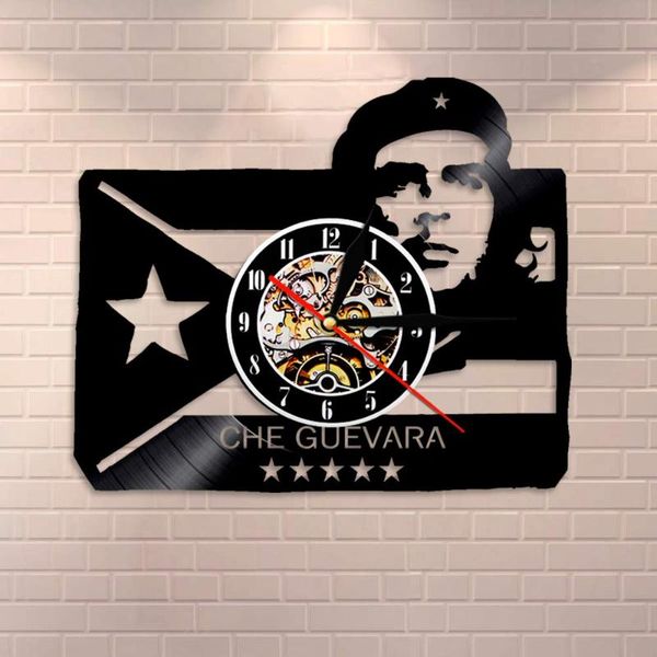 

wall clocks che guevara portrait with cuban flag cuba revolution man cave art clock socialist vintage record
