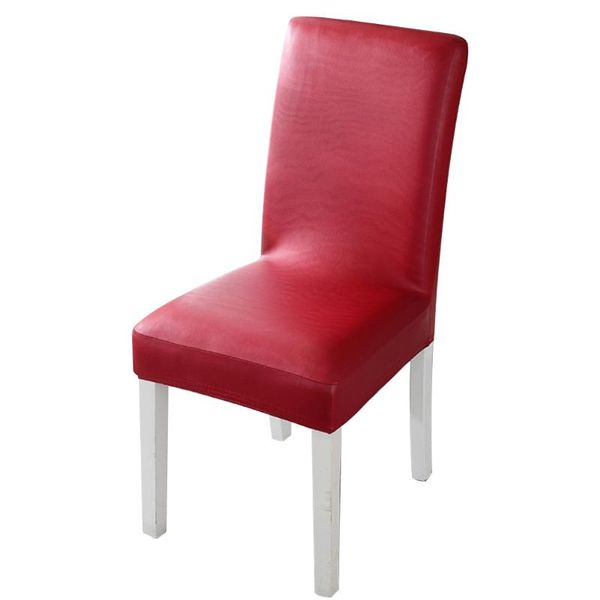 

chair covers pu leather restaurant solid dining room office protective cover elastic stretch waterproof party removable home decoration
