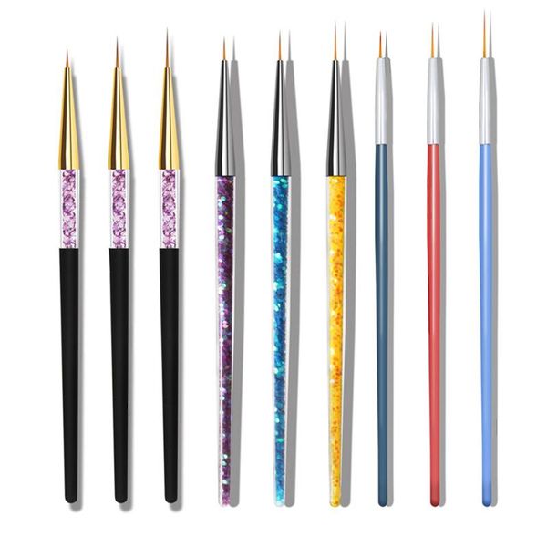 

makeup brushes 3pcs/set sequins nail art acrylic french painting brush flower design stripes lines liner diy drawing pen manicure tool