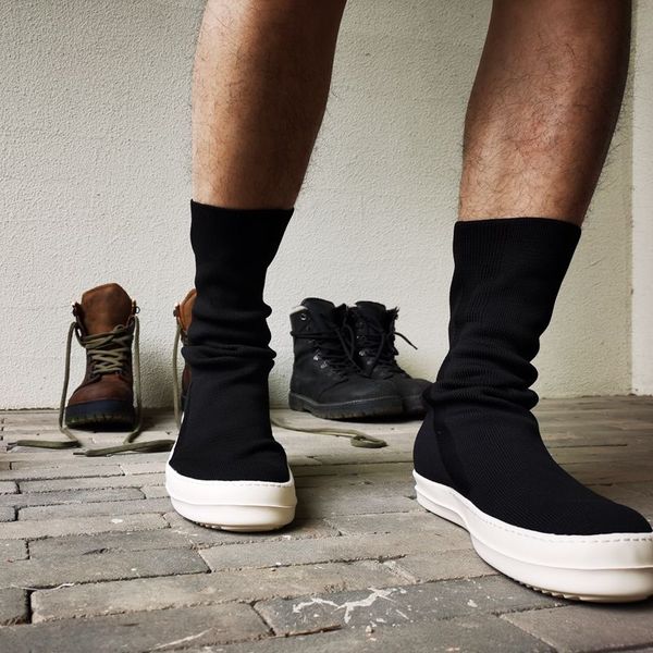 

high-tpu fragrant cotton stretch fabric sock trainer boots luxury men punk style hip hop sneakers shoes, Black