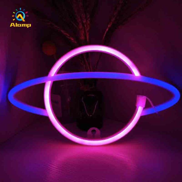 LED Planet Neon Sign USB Strip Holiday Lighting Natale Home Room Party Decorative Wall Night Lights per Kid Gift