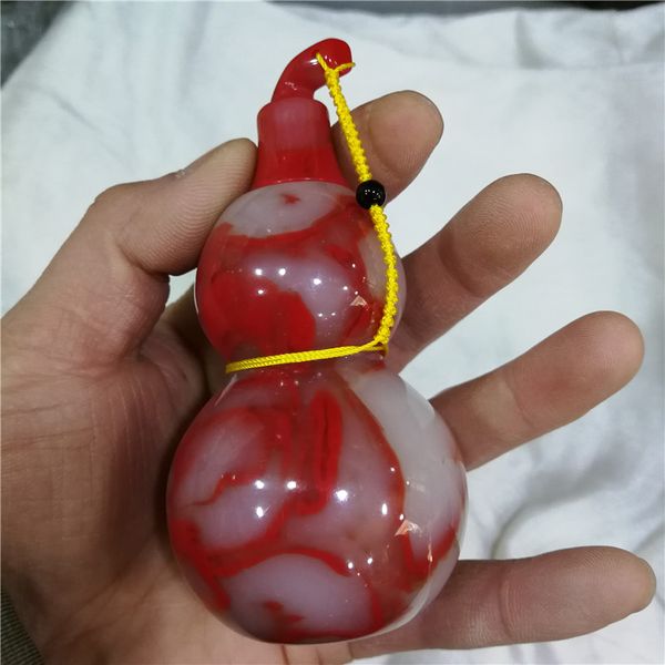 

natural n chicken bloody jade flower hulu fengshui pendant, Brown