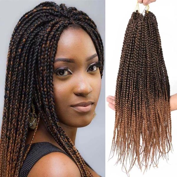 

human ponytails bellqueen box braid crotchet braids 14''-18'' synthetic braiding hair extensions 22 strands brown bug om, Black