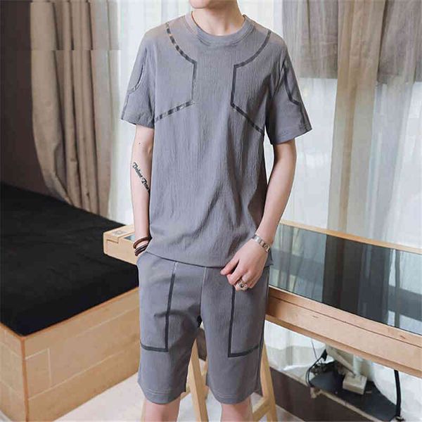 

tracksuits fitness tracksuit summer casual 2 pcs man set, Gray
