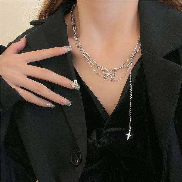

chokers 2021 bow chain collarbone ins cool wind necklace, Golden;silver