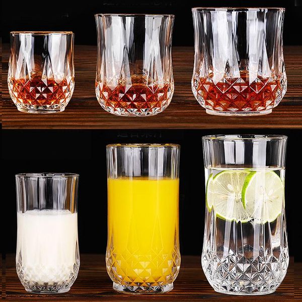 

creative household transparent beer cup juice milk breakfast tea water liquor diamond sparking glass wine glasses