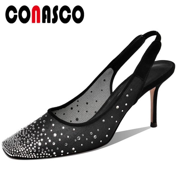 

fashion concise 2021 summer women sandals rhinestone pumps for girls casual wedding party high heels shoes woman, Black