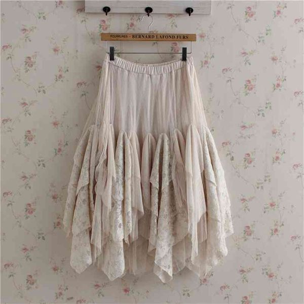 

spring autumn mori girl skirt women cute sweet loose solid bottoming lace cake ruffle lolita kawaii female princess u143 210708, Black