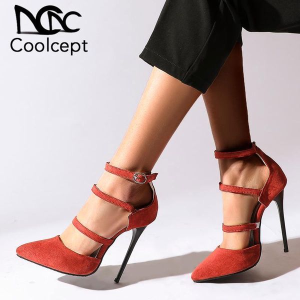 

coolcept plus size 34-48 women sandals fashion style summer shoes party wedding super high heel footwear, Black