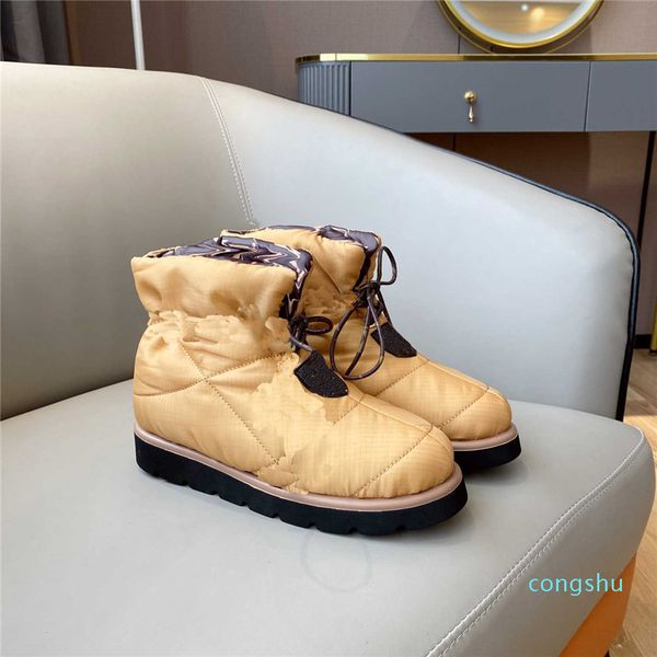 Mulheres desenhista almofada conforto tornozelo botas senhora moda velha flor suave para baixo sapatos plana impermeável nylon superior inverno inverno neve boot 11