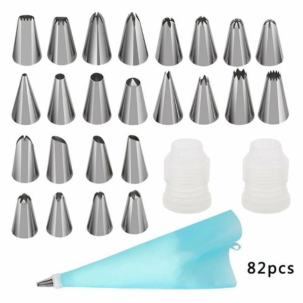 

baking & pastry tools 82pcs/set nozzle converter cream scraper tpu decorating bag cake kits
