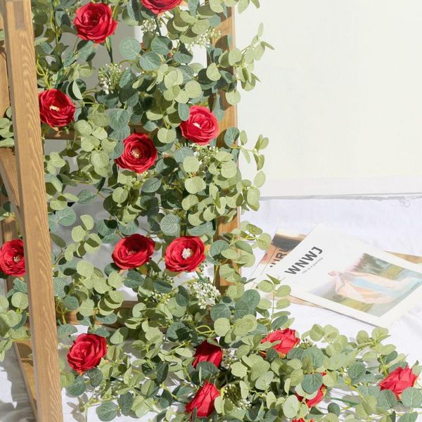 

decorative flowers & wreaths 180cm artificial garland fake rose vine ivy hanging for wedding home baskets arch garden background decor
