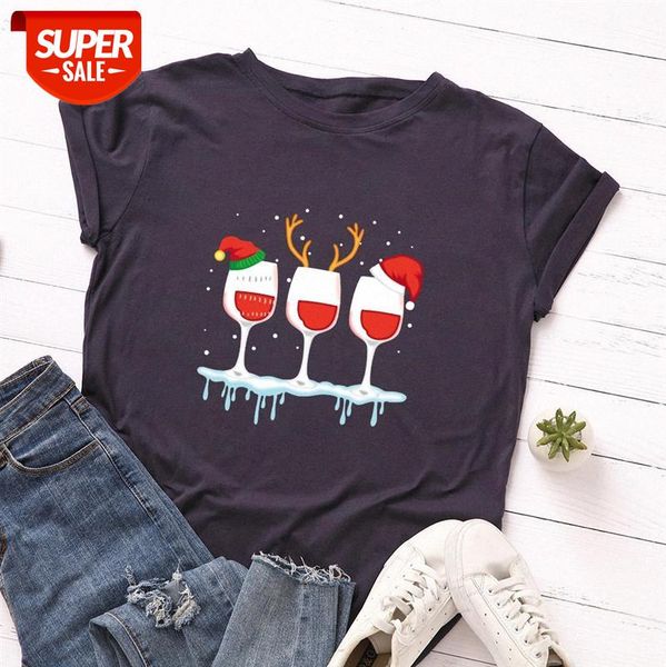 

christmas spot european and american women's loose round neck short-sleeved cotton t-shirt blouse #yt2n, White