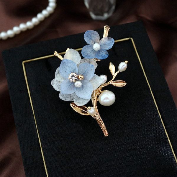 

sinzry unique handmade natural pearl preserved flower elegant brooches pin creative fashion jewelry for female, Gray