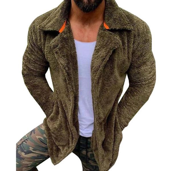 

men's jackets plush coats men autumn winter clothing turn down collar casual warm outwear fur 2021 plus size, Black;brown