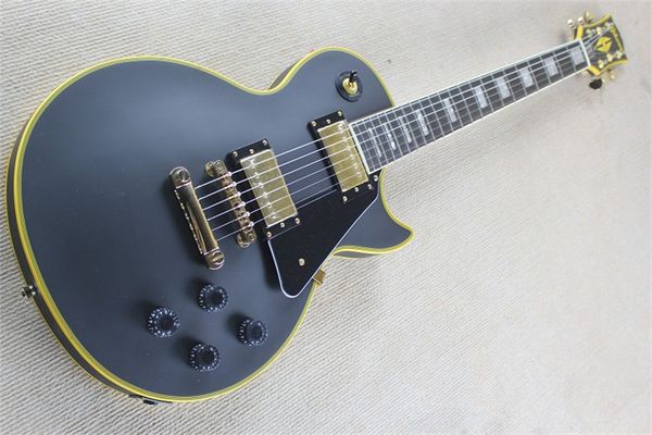 

jacey guitar store p90 black custom eectric guitar with yellow body&neck binding