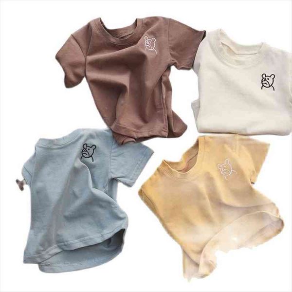 

cotton childrens short sleeved t shirt summer products clothing boys and girls embroidery p4054, Blue